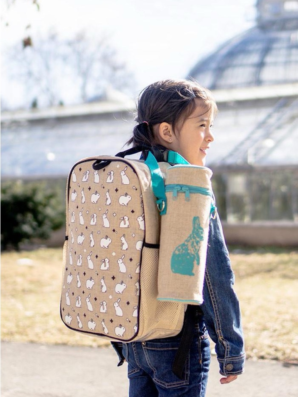 SoYoung Raw Linen Bunny Tile Grade School Backpack